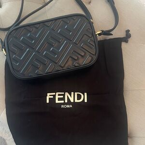 Fendi Black Embossed Shoulder Bag